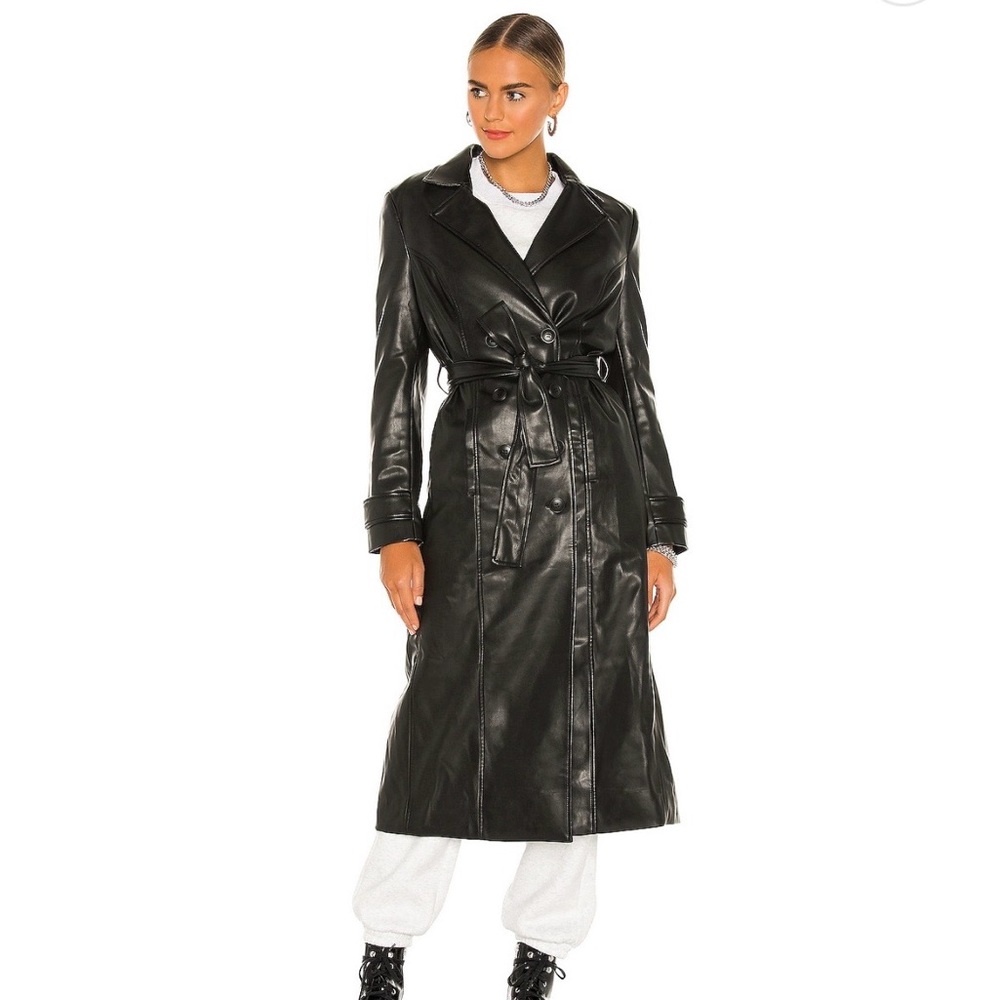 Faux leather trench coat. 
Looks better in person
Very soft leather